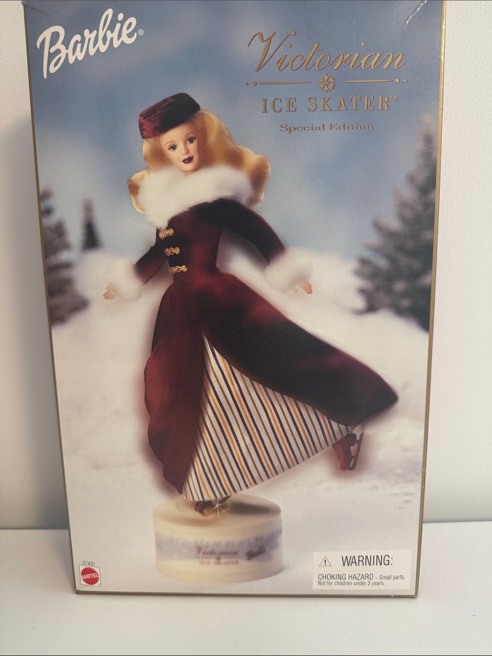 Barbie Victorian Ice Skater Doll - Burgundy, White, Gold